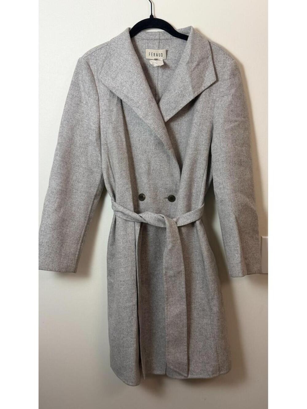 FERAUD CASHMERE BLEND TRENCH HEATHER GRAY COAT 10